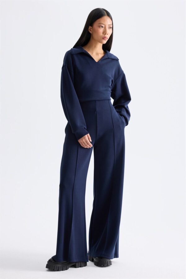 Stitch-Detail High-Waist Joggers – Navy