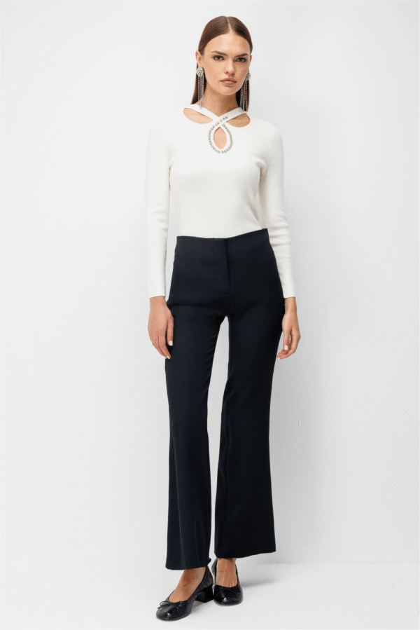 High-Waist Wide-Leg Trousers – Black